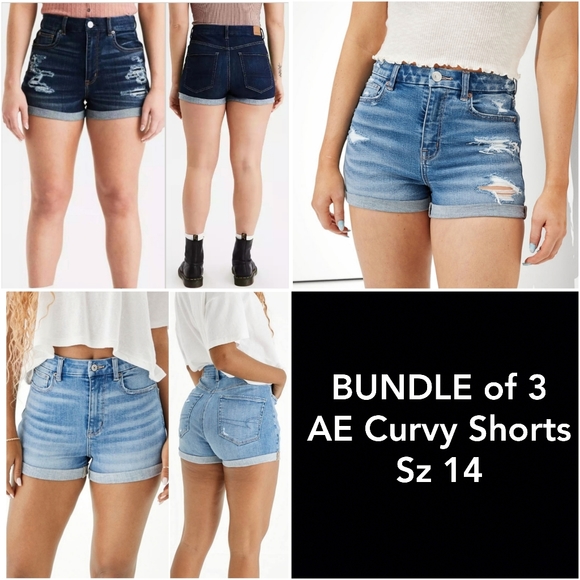 American Eagle Outfitters Pants - SOLD BUNDLE of 3 American Eagle Curvy Hi-Rise Shortie Shorts sz 14